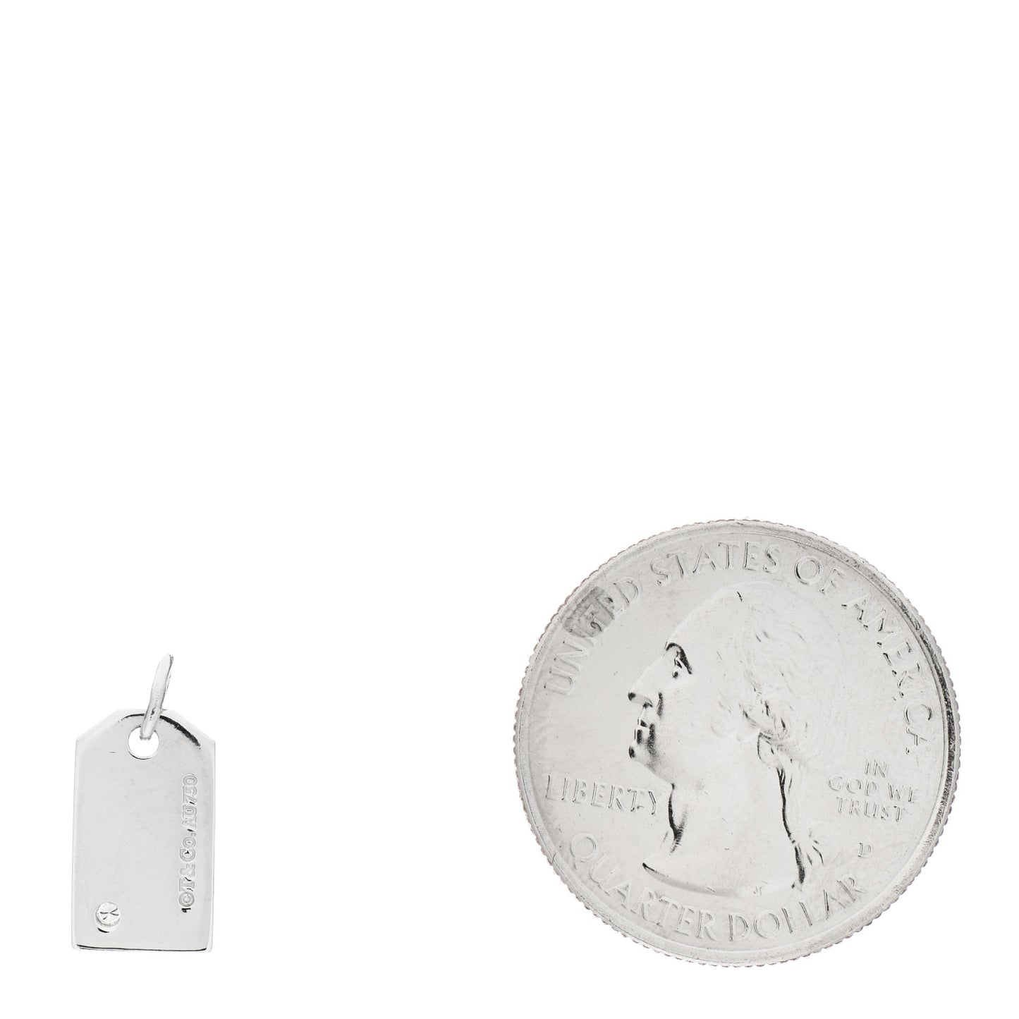 18K White Gold Diamond Tag Charm Pendant