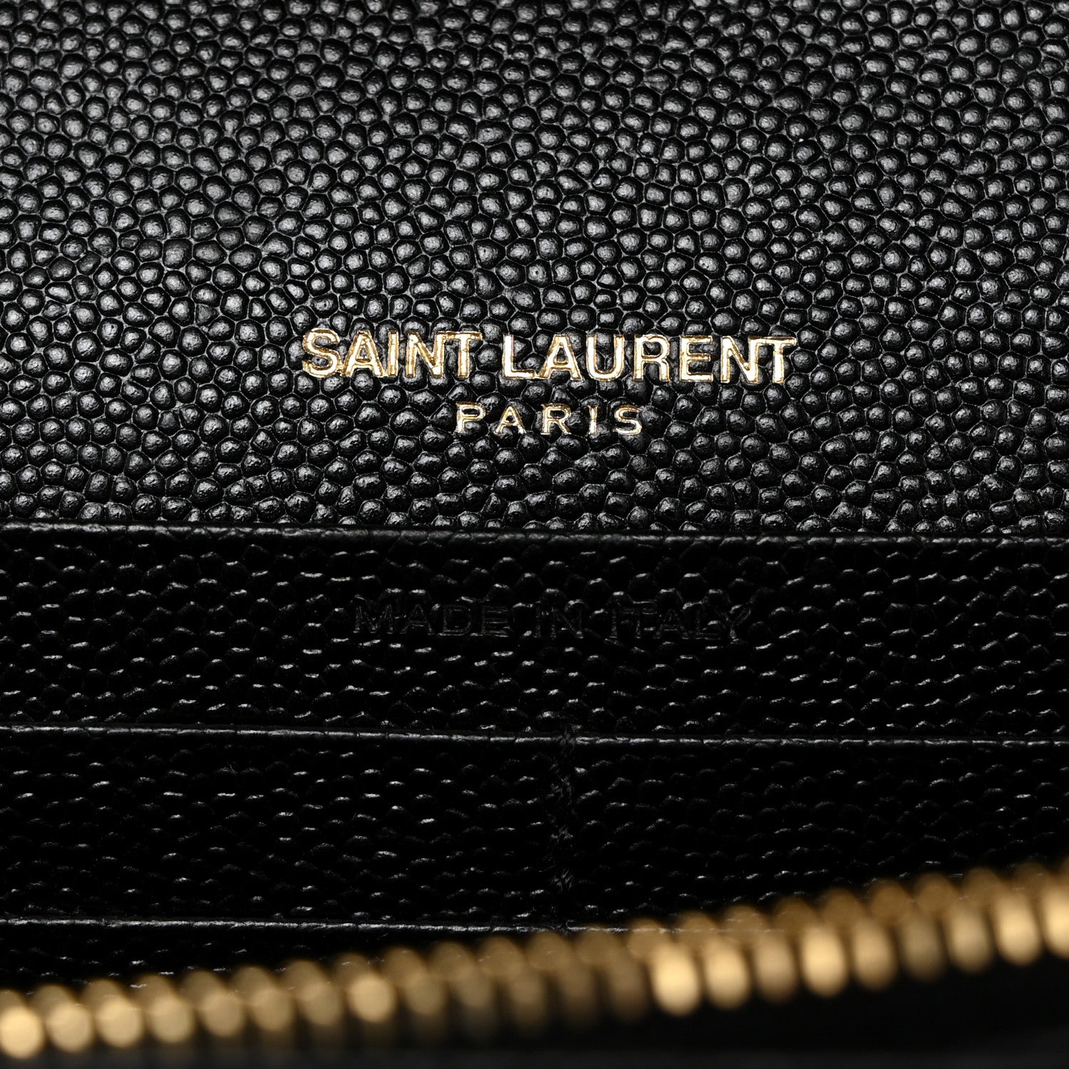 Saint Laurent Grain De Poudre Matelasse Chevron Monogram Chain Wallet Black 6 of 11