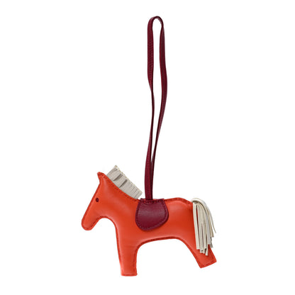 Hermes Milo Lambskin Grigri Rodeo Horse Bag Charm PM Orange Poppy Craie Terre Battue 1 of 5