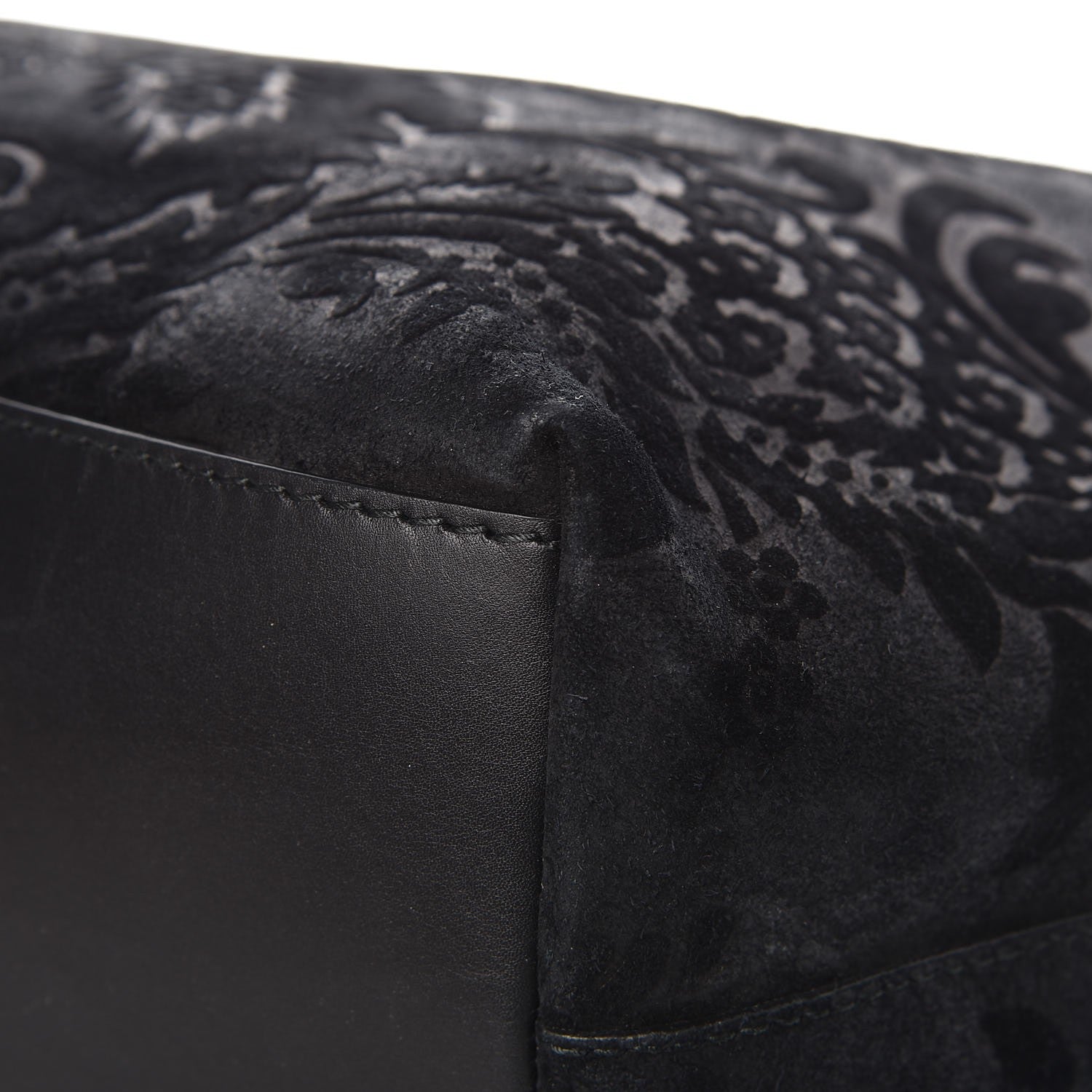 Gucci Nubuck Brocade Medium Soft Stirrup Tote Black 12 of 12