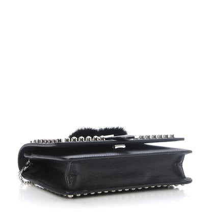 Fendi Vitello Elite Mink Fur Studded Karlito Tube Wallet on Chain Black 4 of 7