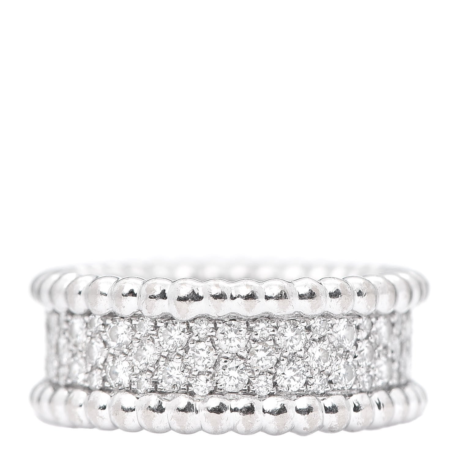 Van Cleef & Arpels 18K White Gold Diamond Perlee 3-Row Ring 50 5.25 3 of 5