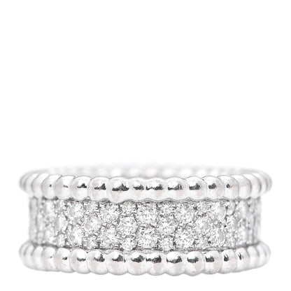 Van Cleef & Arpels 18K White Gold Diamond Perlee 3-Row Ring 50 5.25 3 of 5