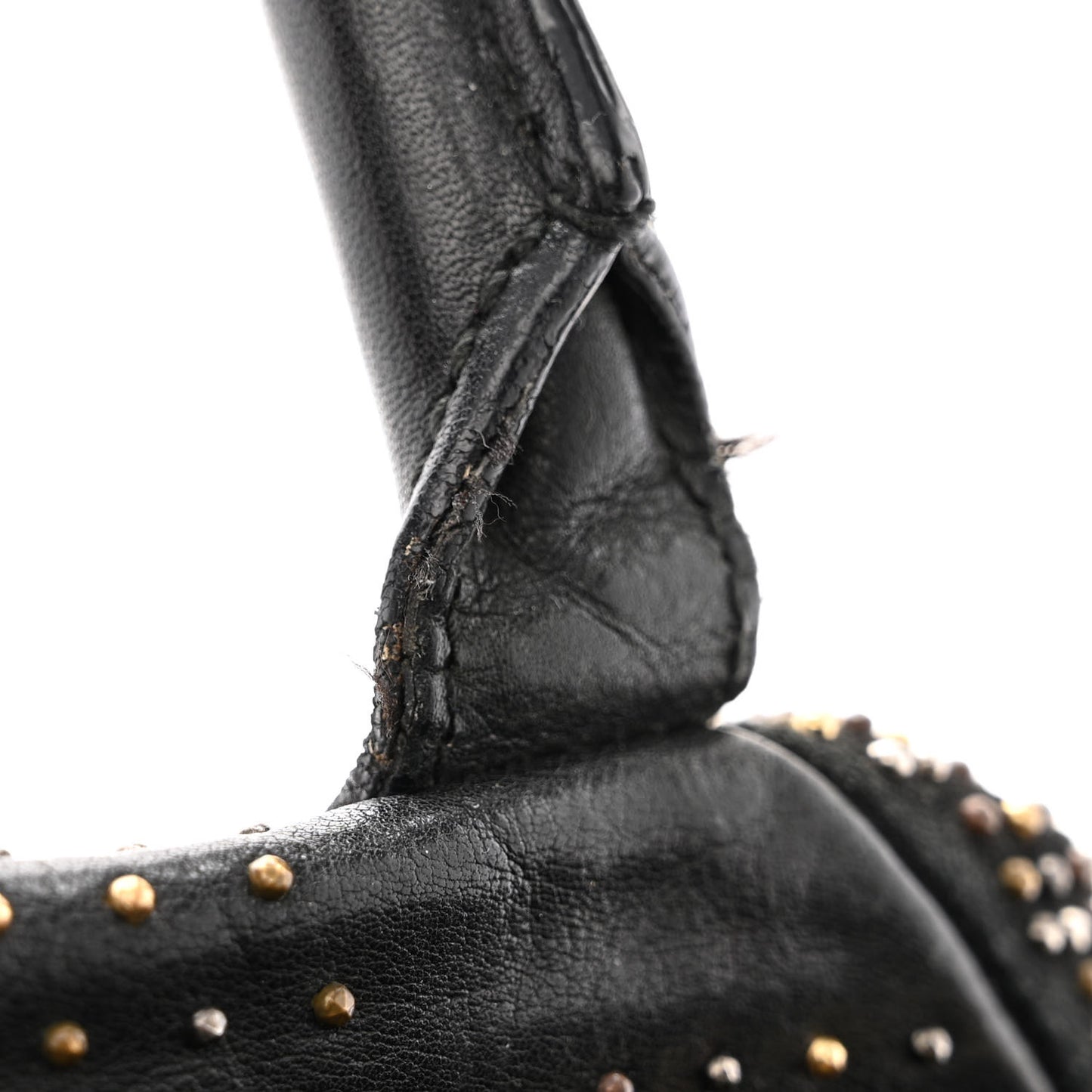 Calfskin Rock Studded Easy Sac Black