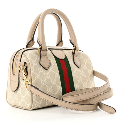 Gucci GG Supreme Monogram Textured Dollar Calfskin Web Mini Ophidia Top Handle Bag Beige Mystic White Oatmeal 3 of 10