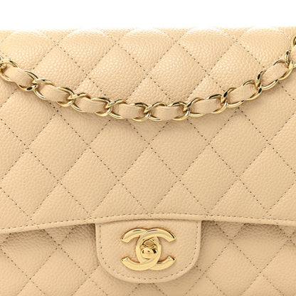 Chanel Caviar Quilted Medium Double Flap Beige 8 of 10