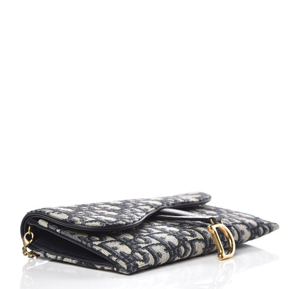 Christian Dior Oblique Saddle Chain Wallet Blue 4 of 8