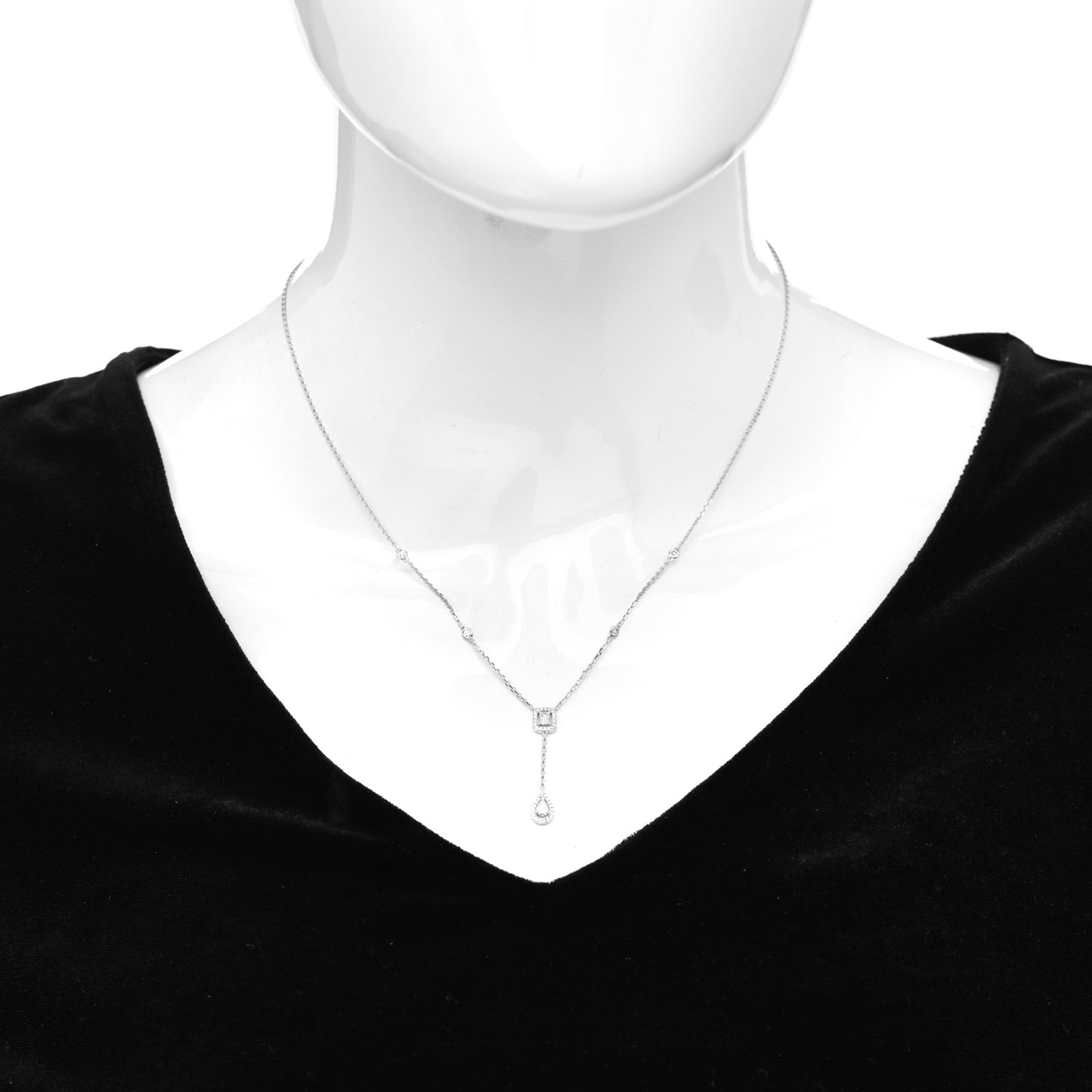 18K White Gold Diamond My Twin Tie Necklace