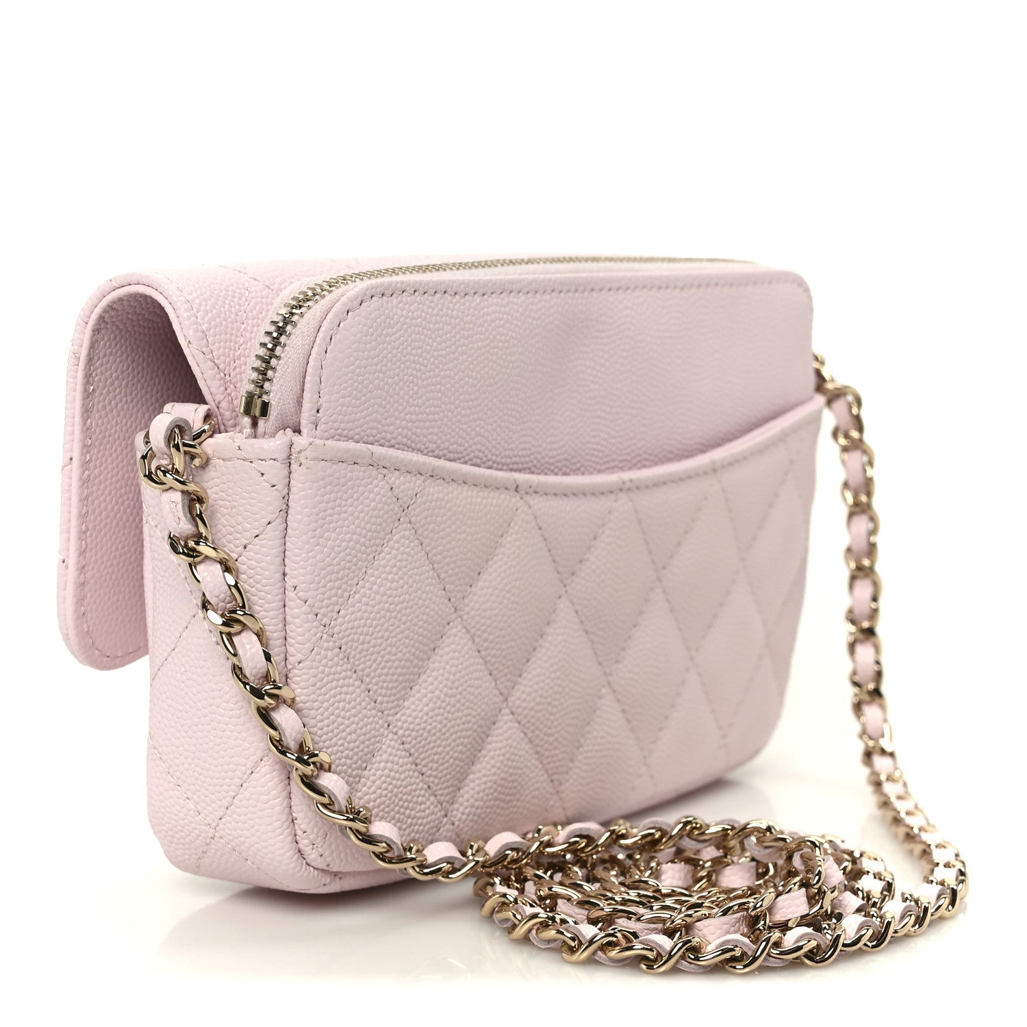 Chanel Caviar Quilted Flap Phone Holder With Chain Light Pink 3 of 13
