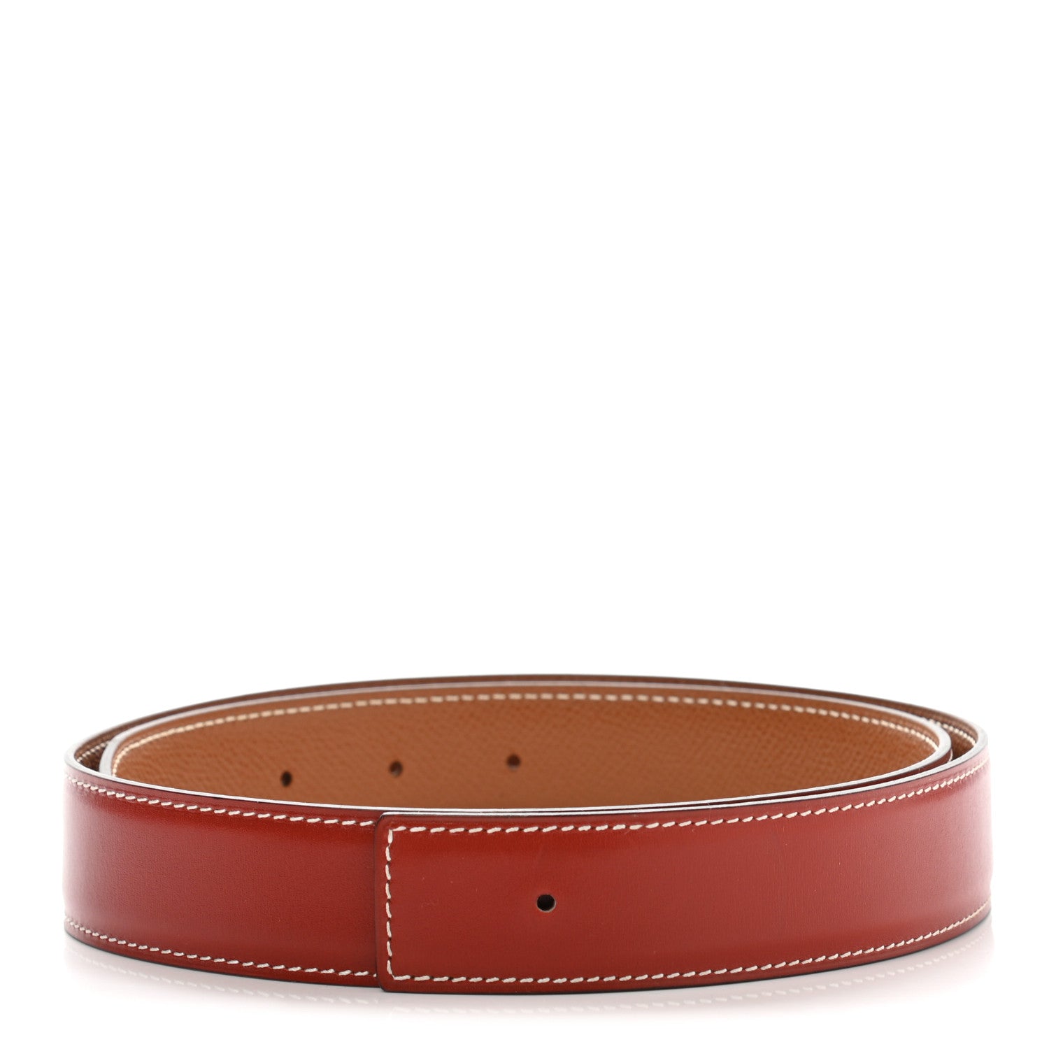 Hermes Box Courchevel 32mm Belt Strap 80 Rouge H Gold 1 of 8