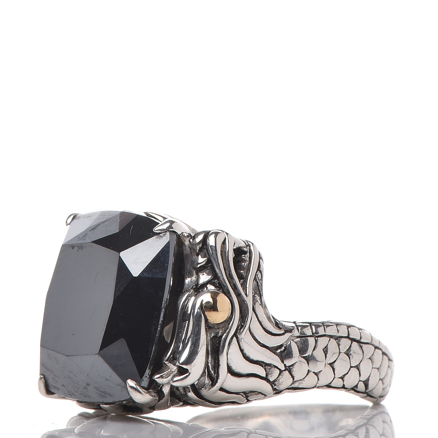 John Hardy Sterling Silver 18K Yellow Gold Hematite Naga Dragon Head Ring 57 8 3 of 7