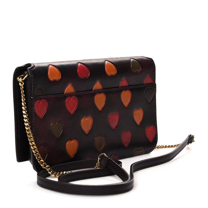 Saint Laurent Lambskin Heart Embossed Monogram Chain Wallet Vintage Cognac 3 of 9