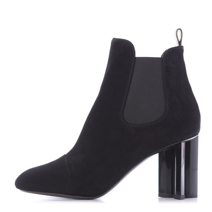 Louis Vuitton Suede Monogram Uniformes Cap Toe Chelsea 80mm Ankle Boots 41 Black 1 of 11