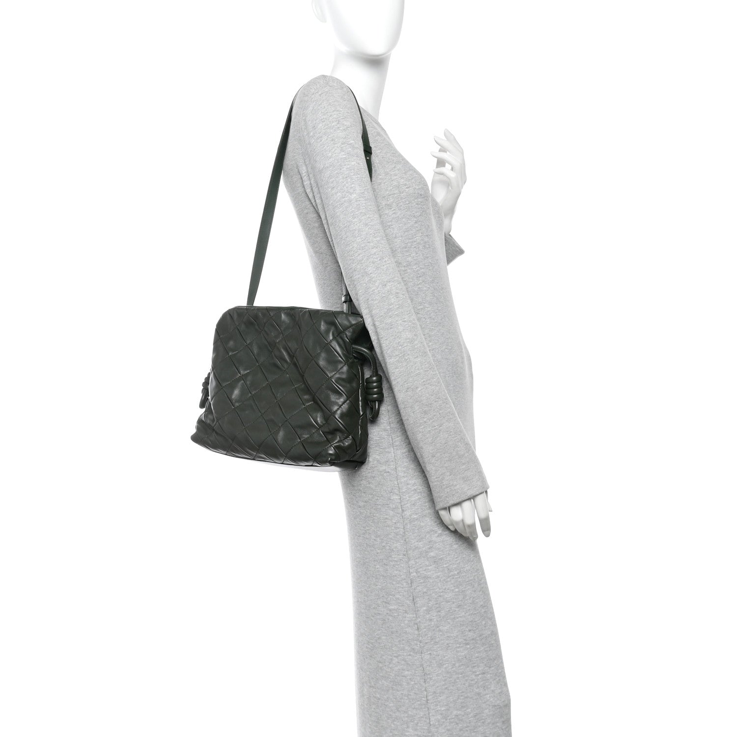 Loewe Calfskin Quilted Flamenco Knot Clutch Verde 2 of 12