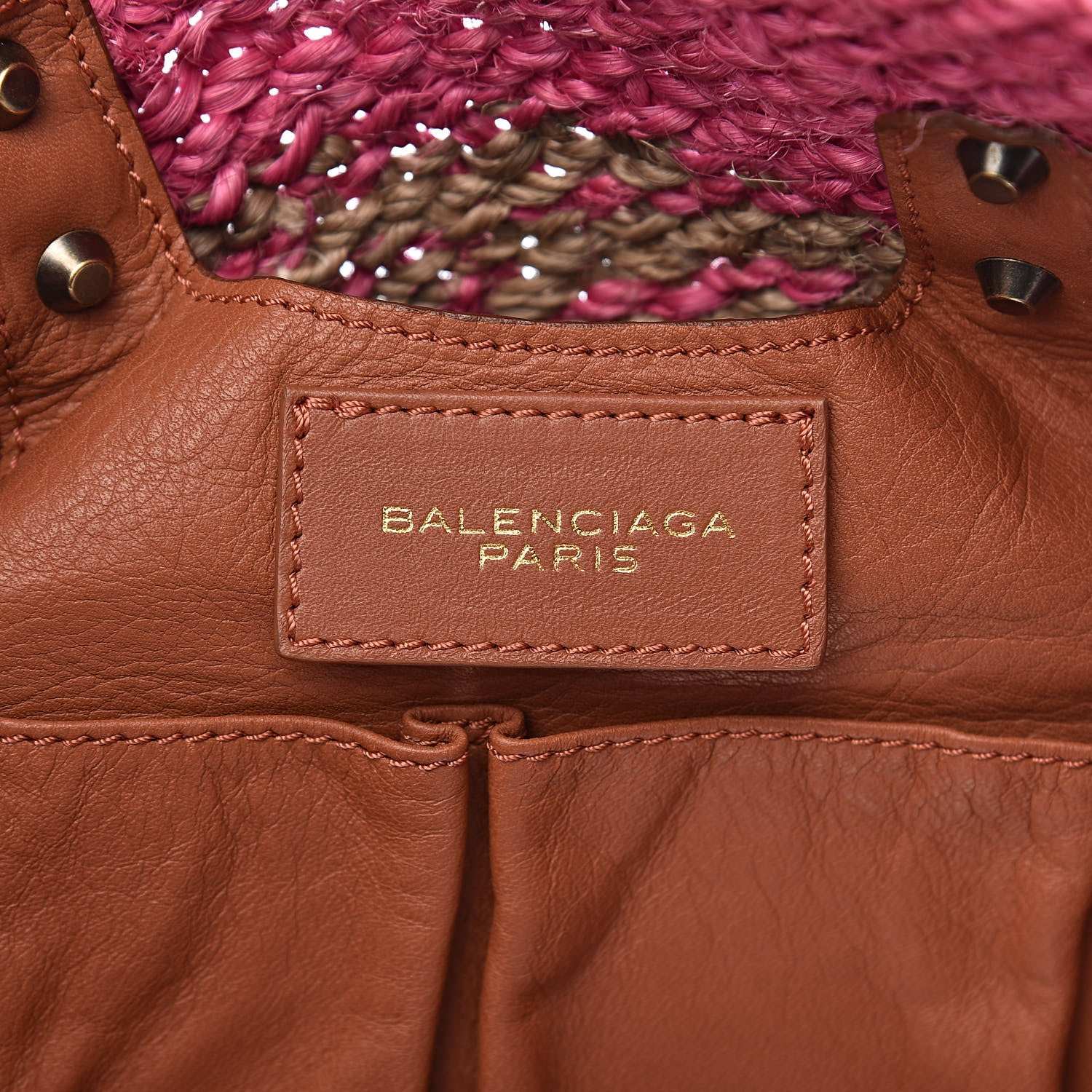 Balenciaga Raffia Panier Two-Toned Raffia Tote Pink Natural 6 of 12