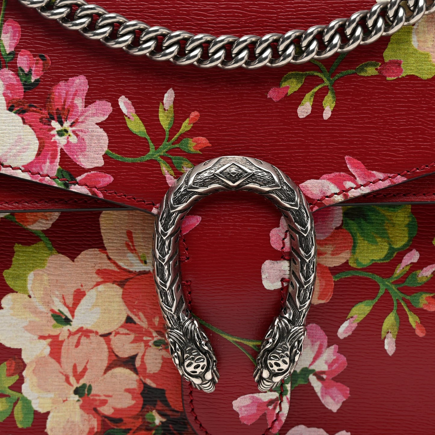 Calfskin Blooms Print Medium Dionysus Shoulder Bag Romantic Cherry Multicolor