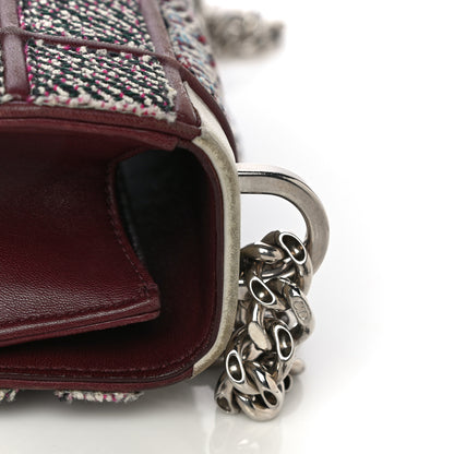 Christian Dior Tweed Calfskin Medium Diorama Flap Bag Burgundy Multicolor 29 of 32
