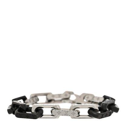 Louis Vuitton Metal Monogram Chain Bracelet Silver Black 1 of 6