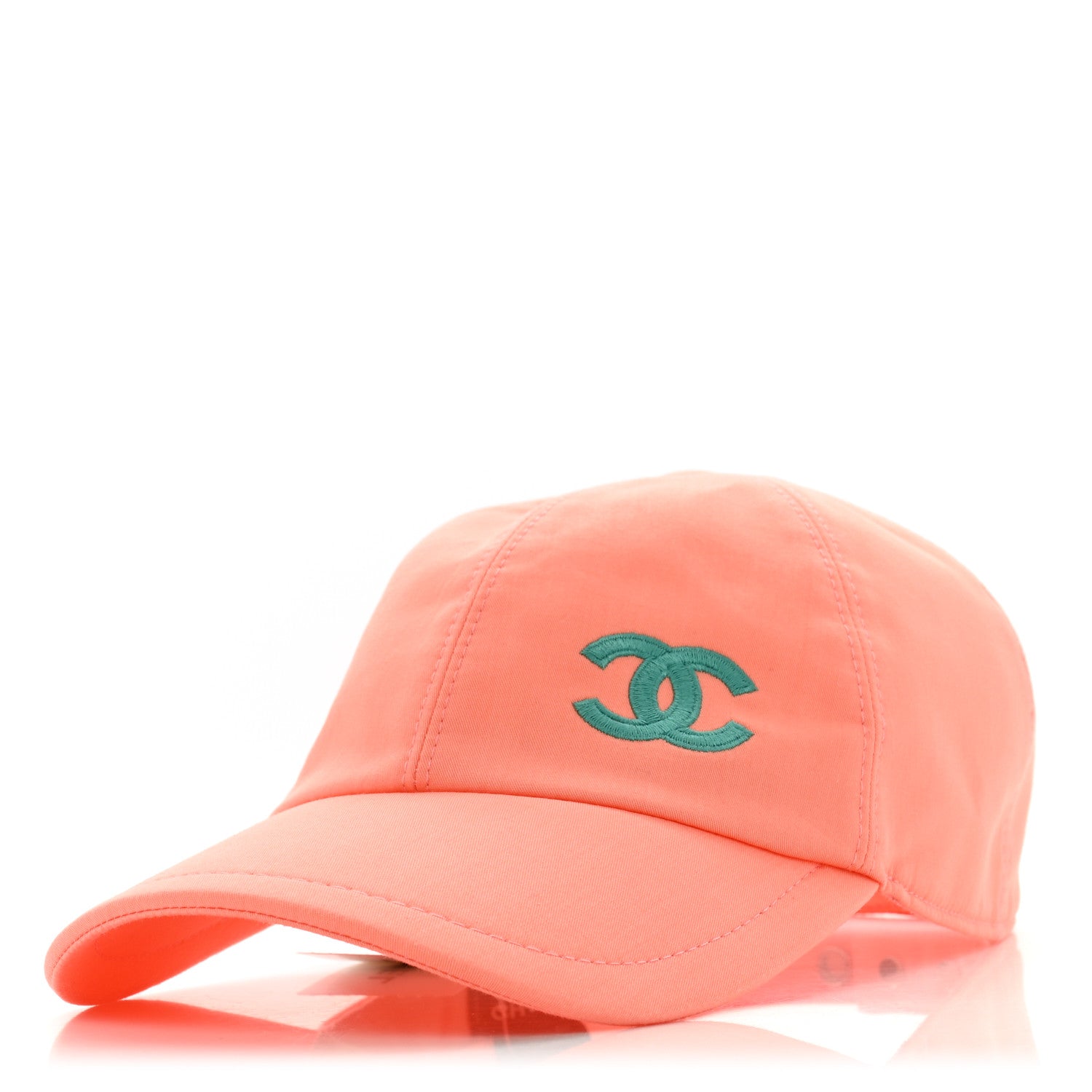 Chanel Cotton CC Cap Hat Orange Turquoise 1 of 10