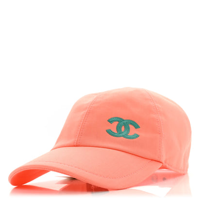 Chanel Cotton CC Cap Hat Orange Turquoise 1 of 10