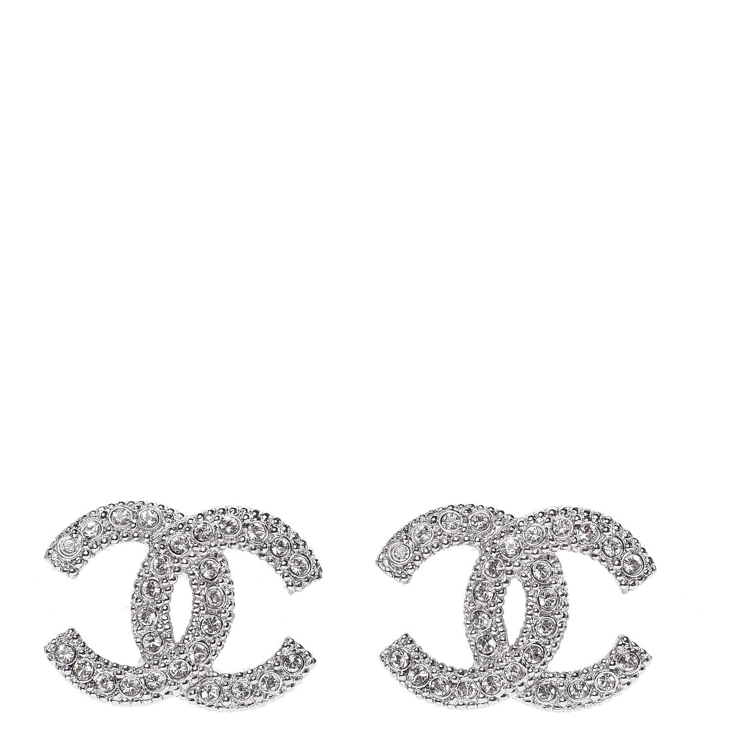 Chanel Crystal CC Coco Flapper Earrings Silver 1 of 5
