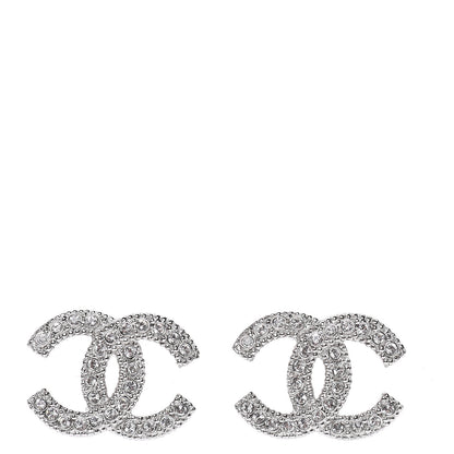 Chanel Crystal CC Coco Flapper Earrings Silver 1 of 5