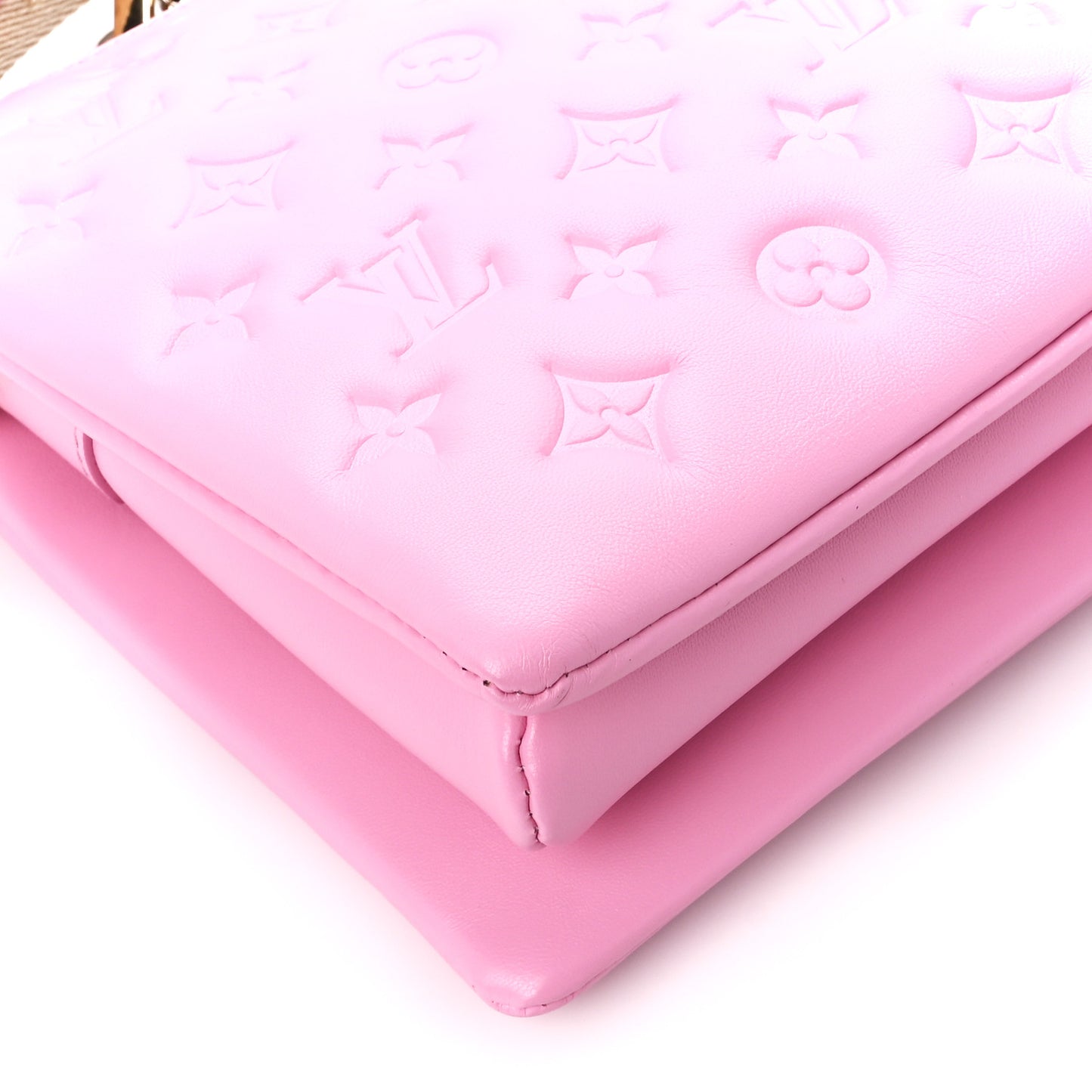 LOUIS VUITTON Lambskin Embossed Monogram Coussin PM Rose Bonbon