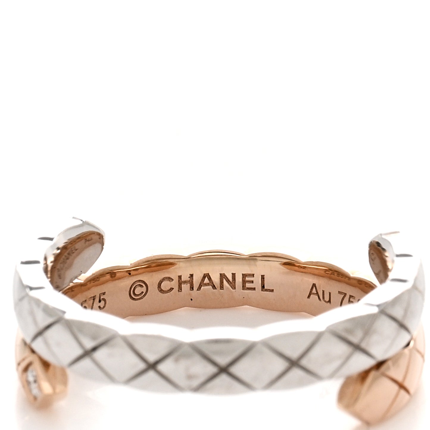 18K White Beige Gold Diamond Coco Crush Toi et Moi Ring 52 6