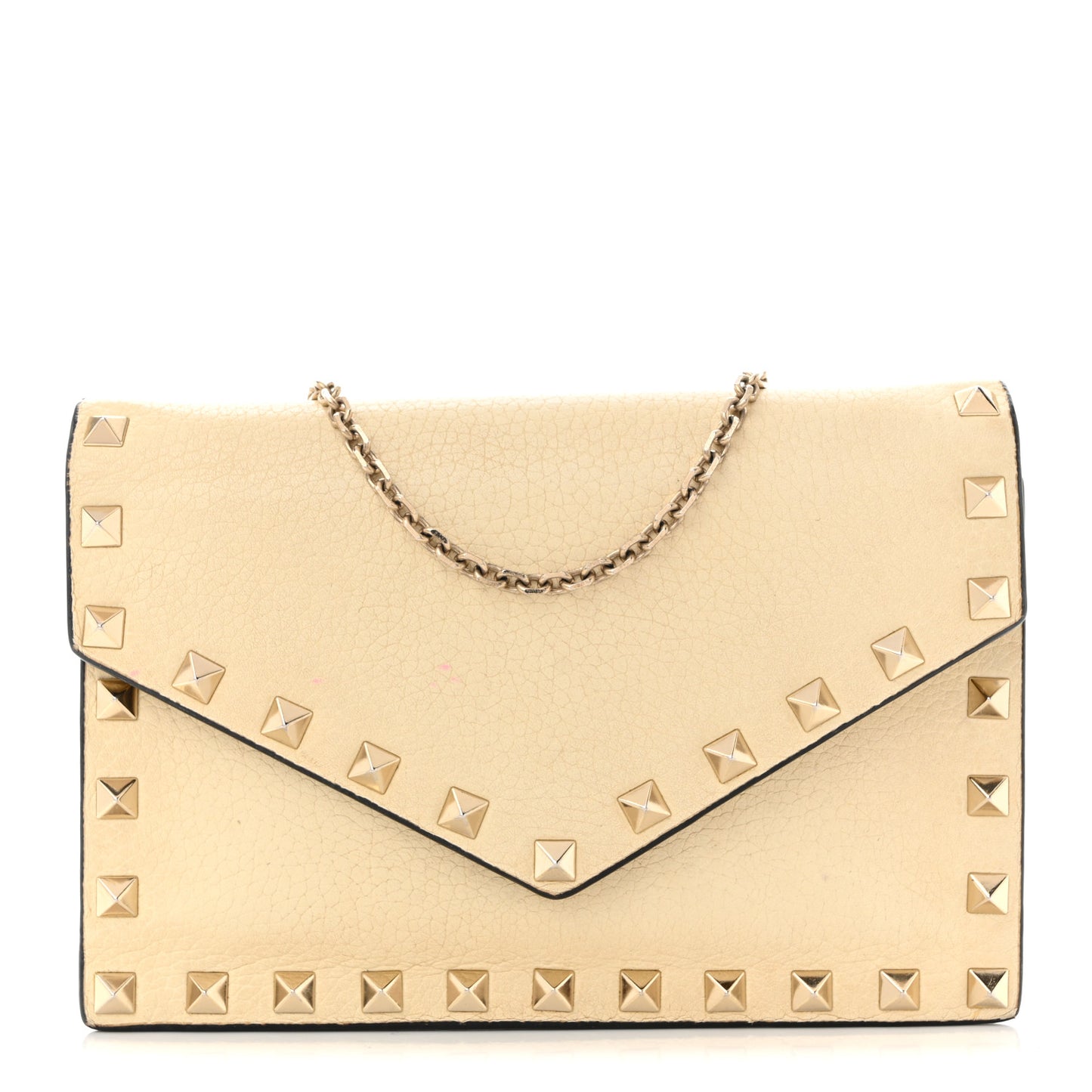 Vitello Rockstud Envelope Wallet on Chain Ivory