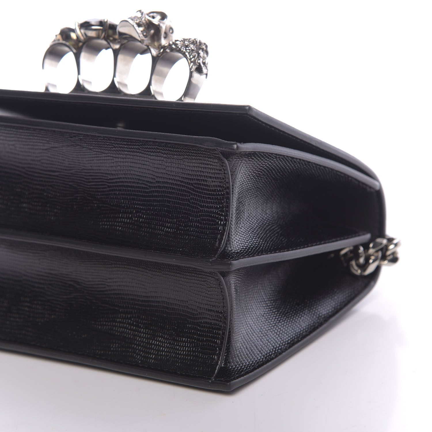 Alexander McQueen Lizard Embossed Calfskin Knuckle Crossbody Black 8 of 12