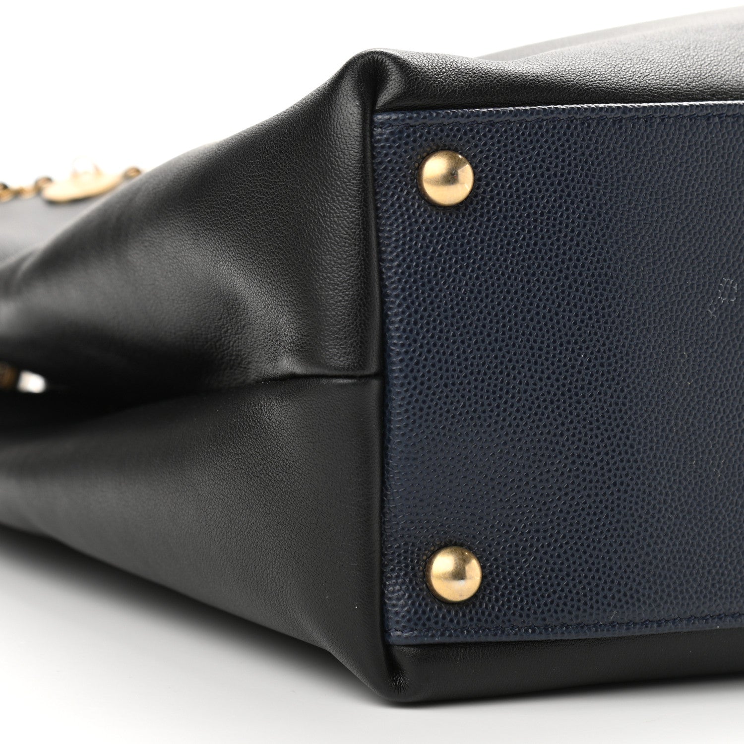 Chanel Lambskin Caviar Lovely Chains Shopping Tote Black Navy 9 of 13