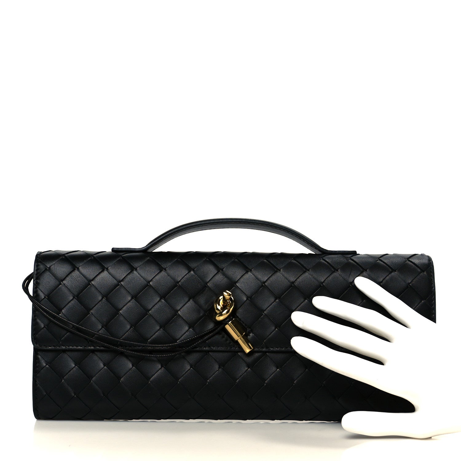 Bottega Veneta Nappa Intrecciato Long Andiamo Top Handle Clutch Black 2 of 9