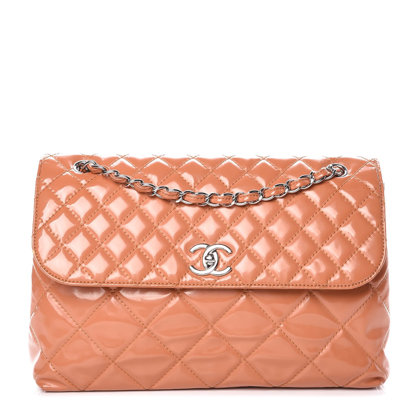 Vinyl Quilted In the Business Flap Bag Orange