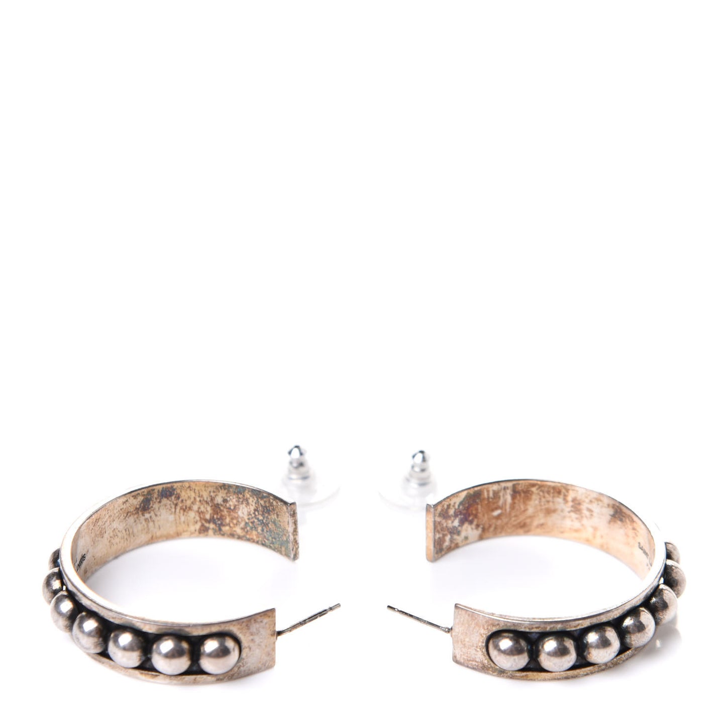 Brass Marrakech Round Hoop Earrings Silver