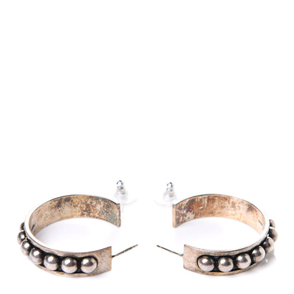 Saint Laurent Brass Marrakech Round Hoop Earrings Silver 3 of 5