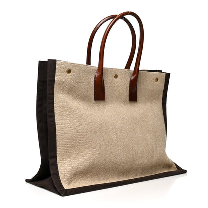 Saint Laurent Linen Calfskin Rive Gauche Tote Natural 3 of 9