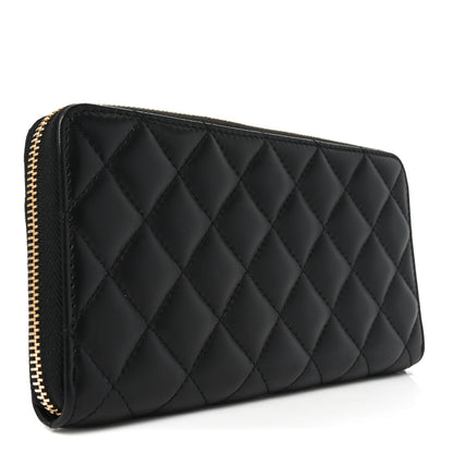 Chanel Lambskin Quilted Large Gusset Zip Around Wallet Black 3 of 9