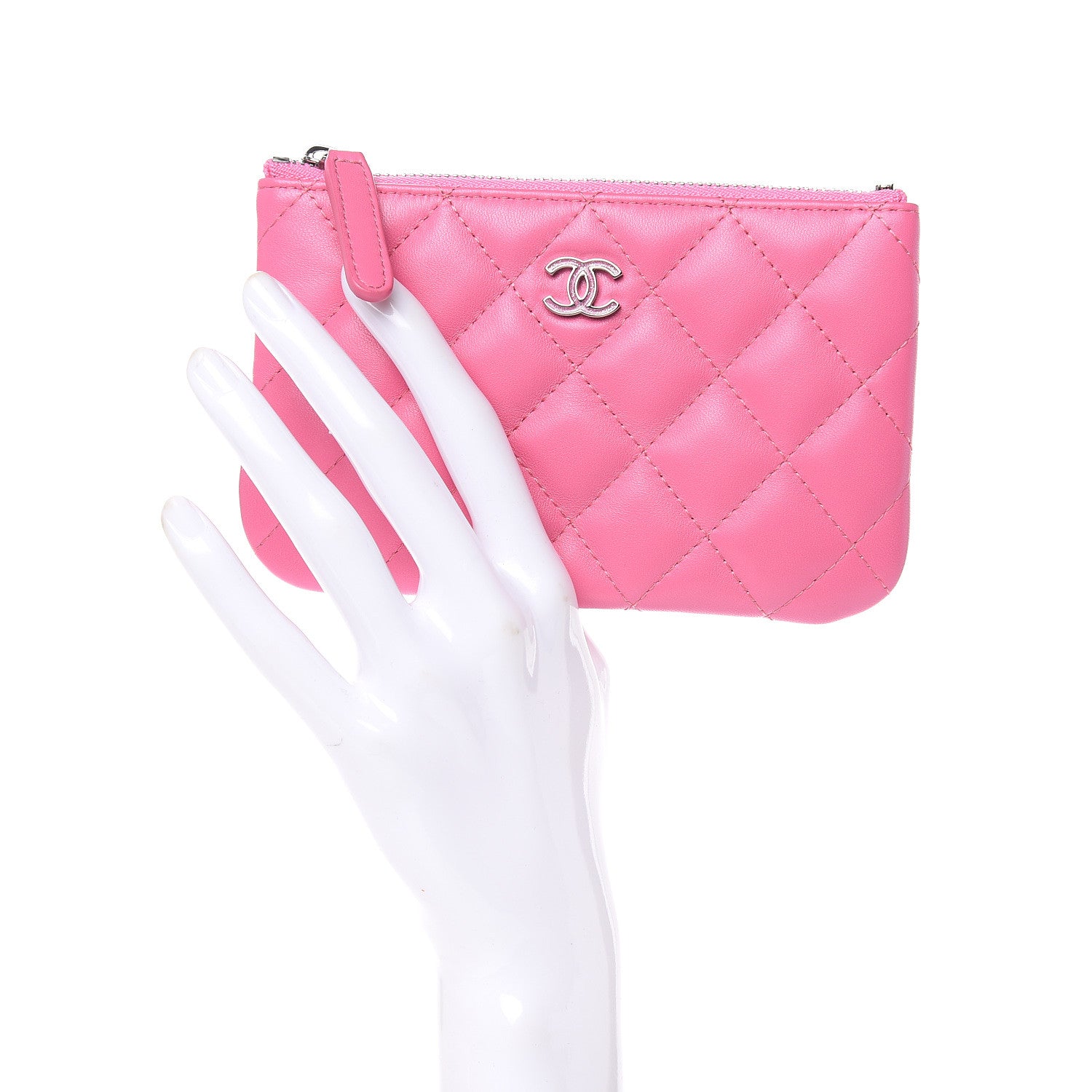 Chanel Lambskin Quilted Small Cosmetic Case Pink 2 of 8