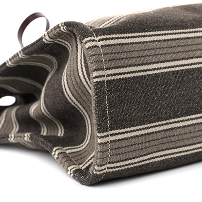 Celine Canvas Calfskin Jacquard Vertical Cabas Grey Brown 5 of 8