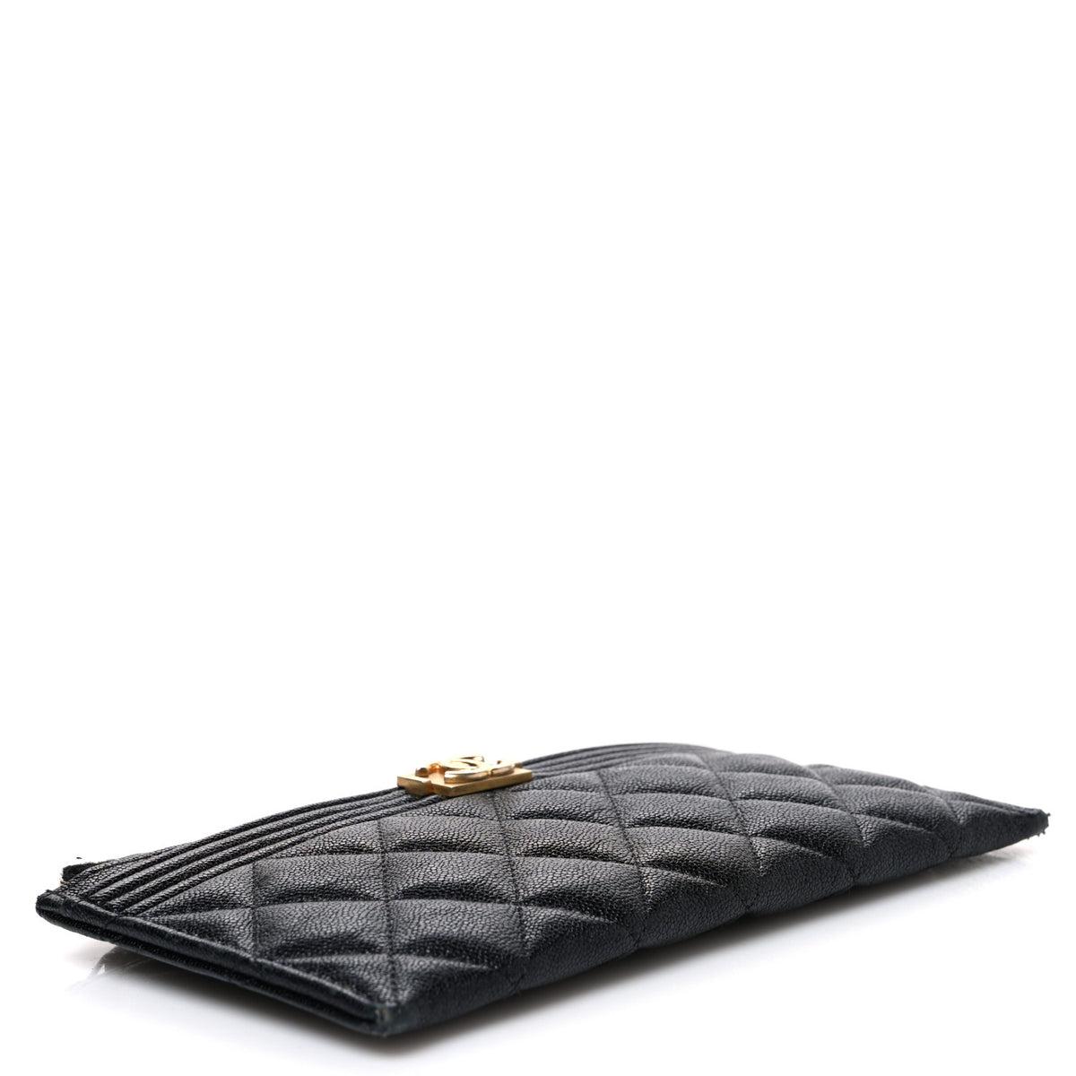 Caviar Quilted Classic Zip Boy Pouch Black