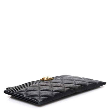 Chanel Caviar Quilted Classic Zip Boy Pouch Black 4 of 8