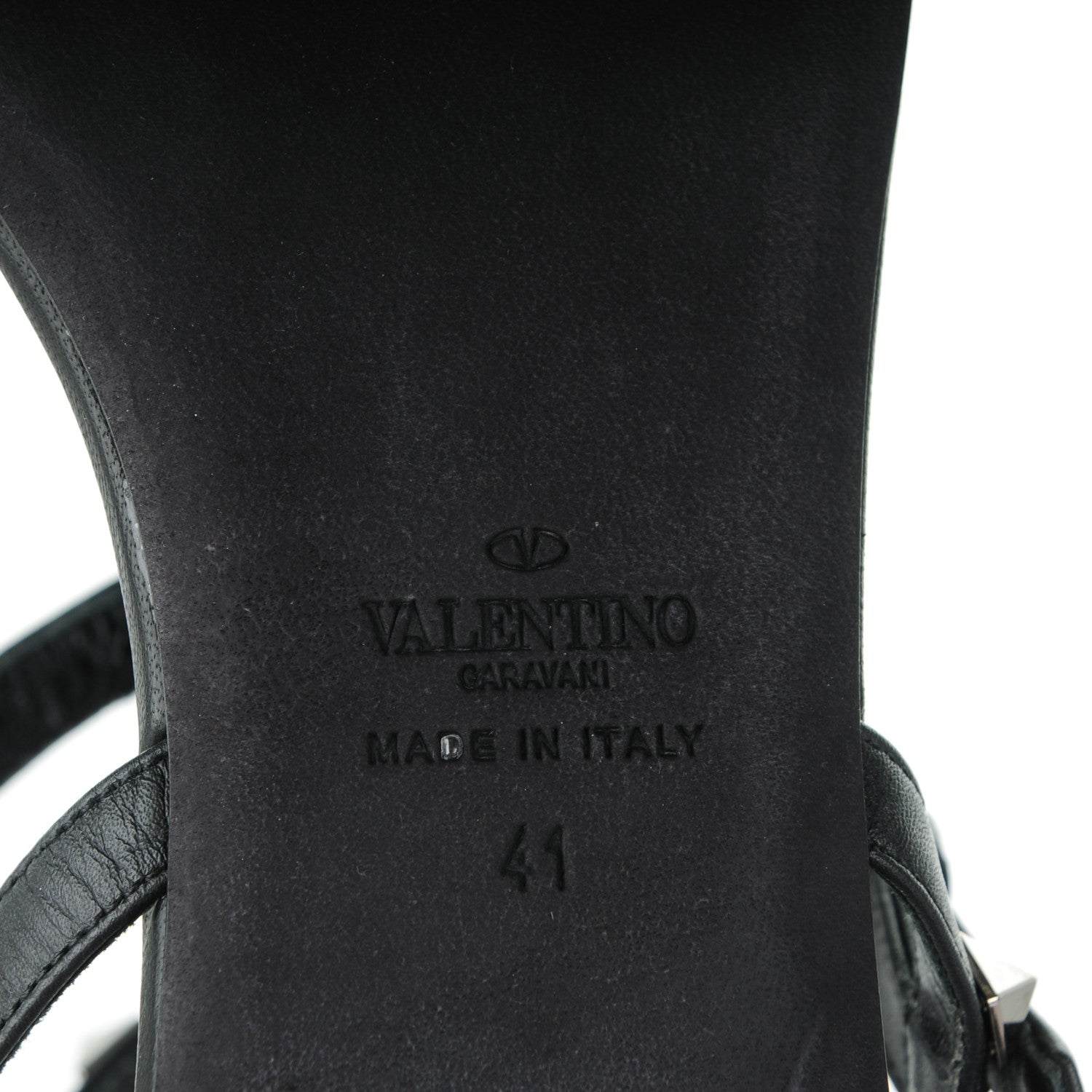 Valentino Garavani Calfskin Rockstud Ankle Wrap Flat Thong Sandals 41 Black 7 of 8