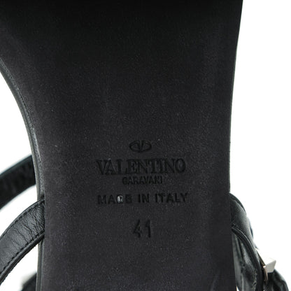 Valentino Garavani Calfskin Rockstud Ankle Wrap Flat Thong Sandals 41 Black 7 of 8