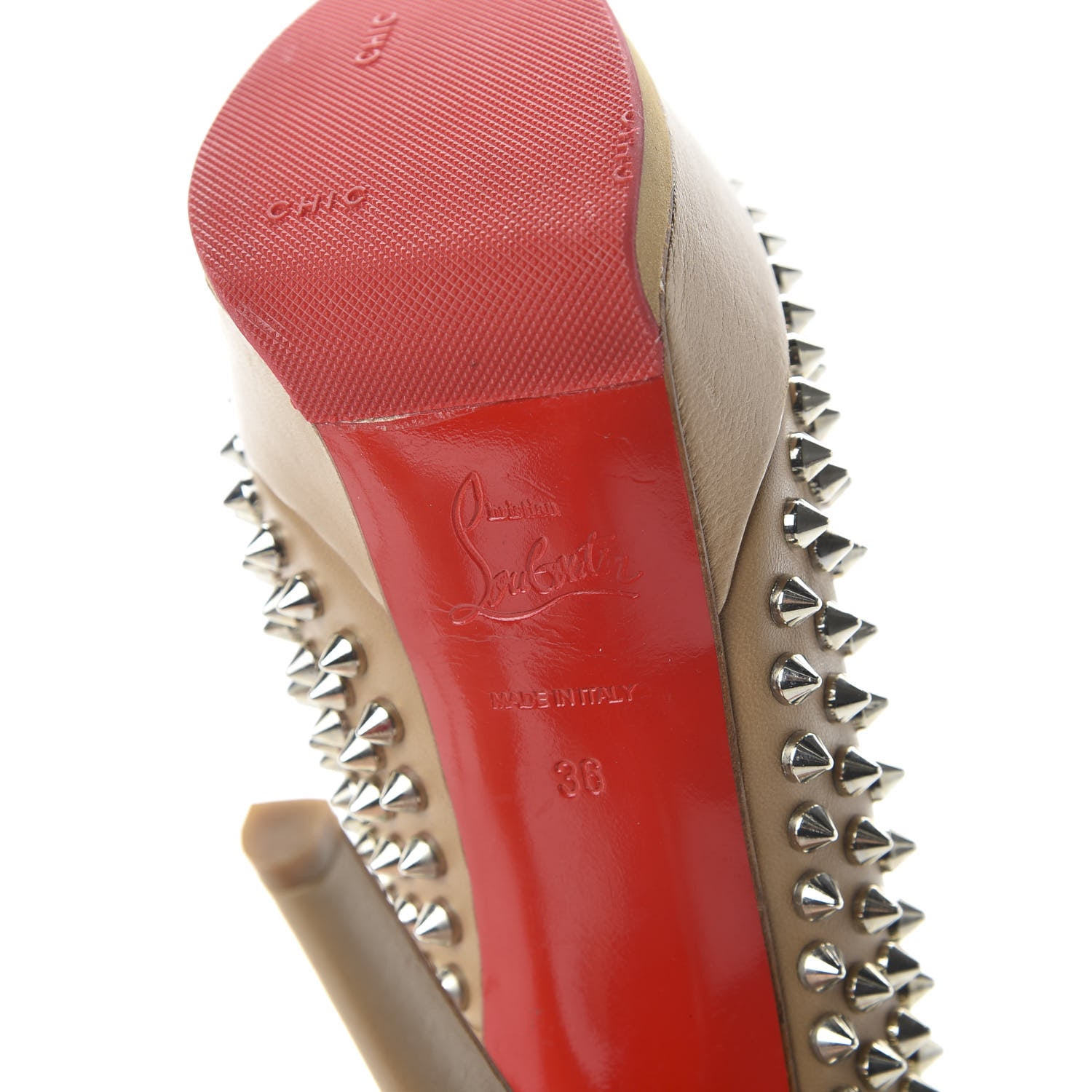 Christian Louboutin Nappa Spikes 140 Platform Pumps 36 Nude 6 of 7