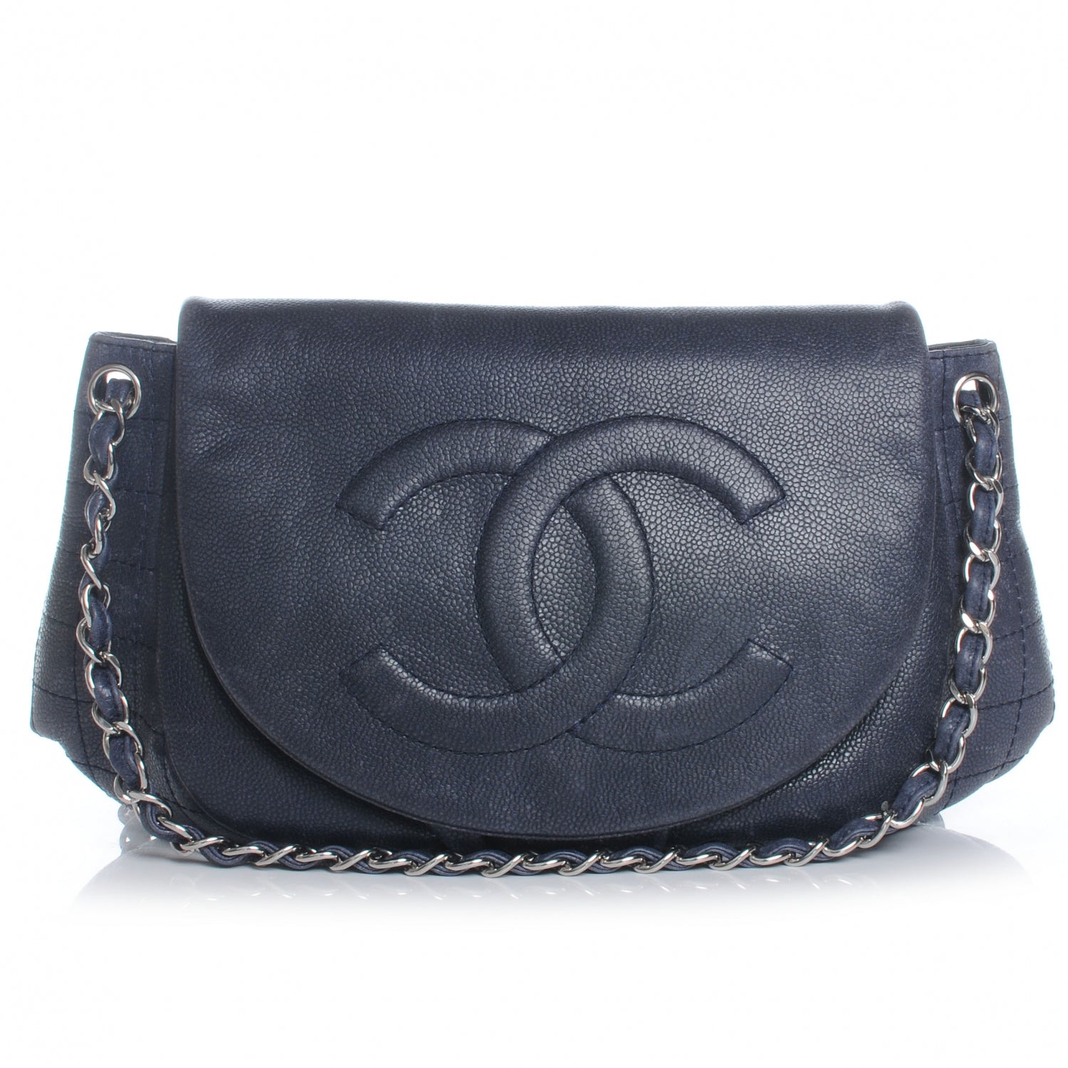 Chanel Caviar Half Moon Large Flap Navy 1 of 7
