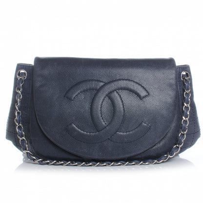 Chanel Caviar Half Moon Large Flap Navy 1 of 7