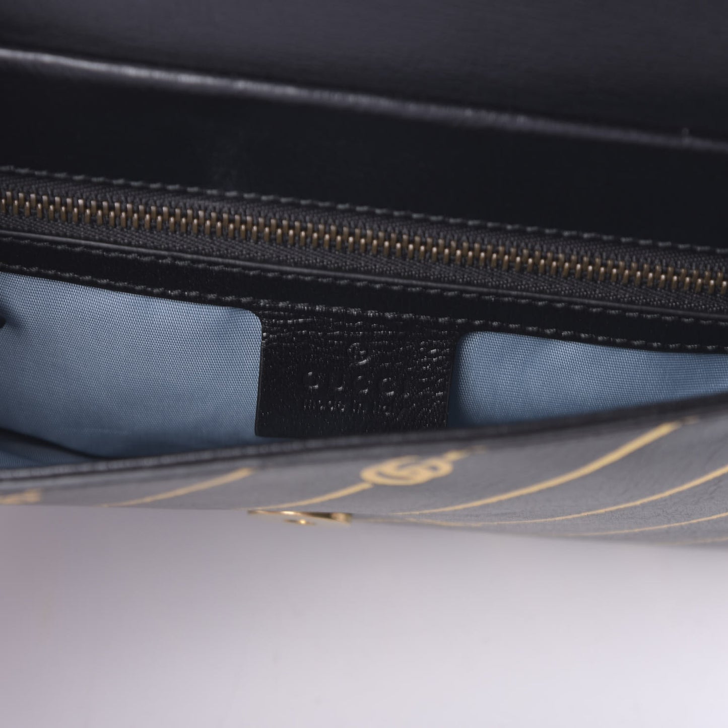 Calfskin Diagonal GG Medium Thiara Double Envelope Shoulder Bag Black White