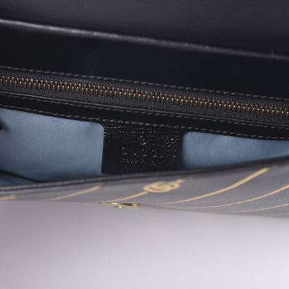 Gucci Calfskin Diagonal GG Medium Thiara Double Envelope Shoulder Bag Black White 7 of 12