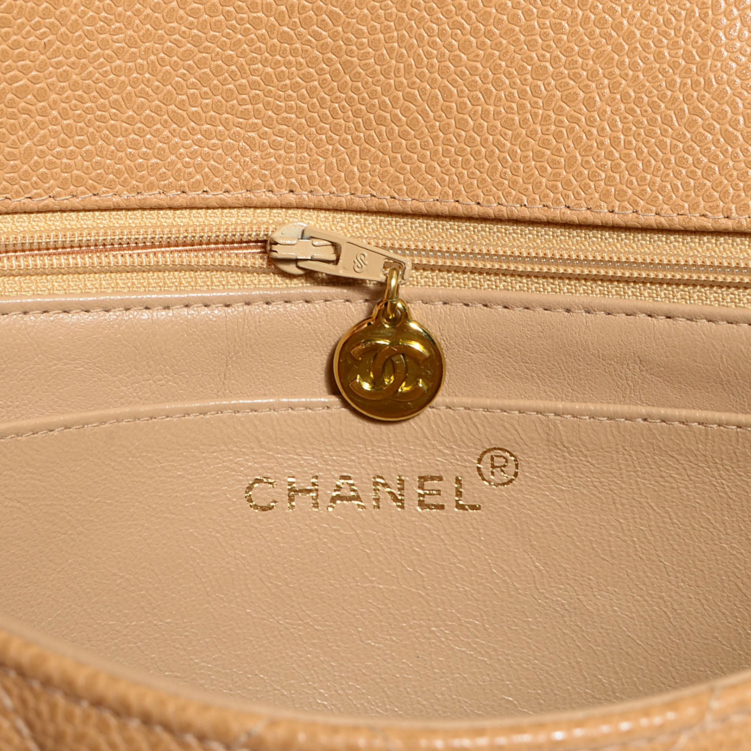 Chanel Caviar Quilted Medium Single Flap Beige 6 of 9