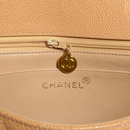 Chanel Caviar Quilted Medium Single Flap Beige 6 of 9